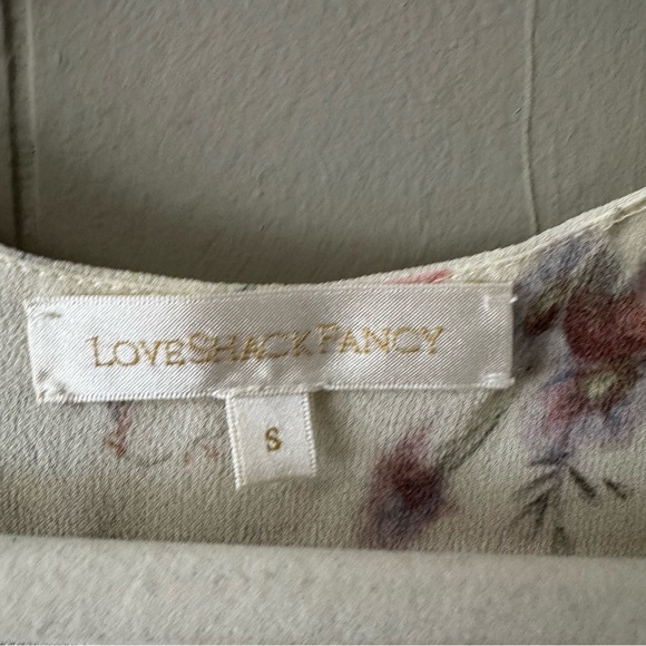 LoveShackFancy Floral Cora Silk Mini Dress Size SM Cream Coquette Feminine Sheer - Picture 5 of 14
